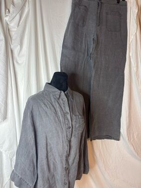 Zara Washed Gray Wide Leg Pants